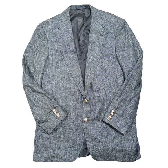 Blazer Other - Christian Brooks 100% Silk Gray Blazer Suit Jacket 44 L Tweed 2 Button Pocket US